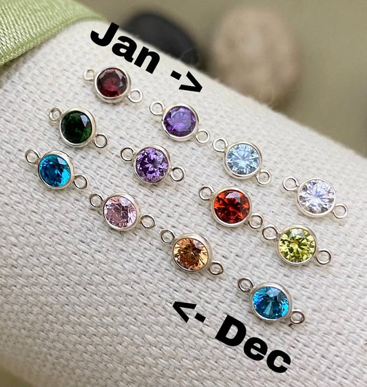 Birthstone Connector 4mm 925 SS