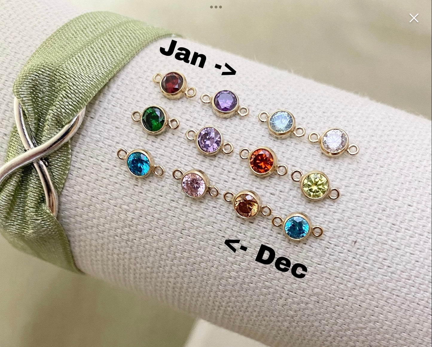 Birthstone Connector 4mm 14K GF